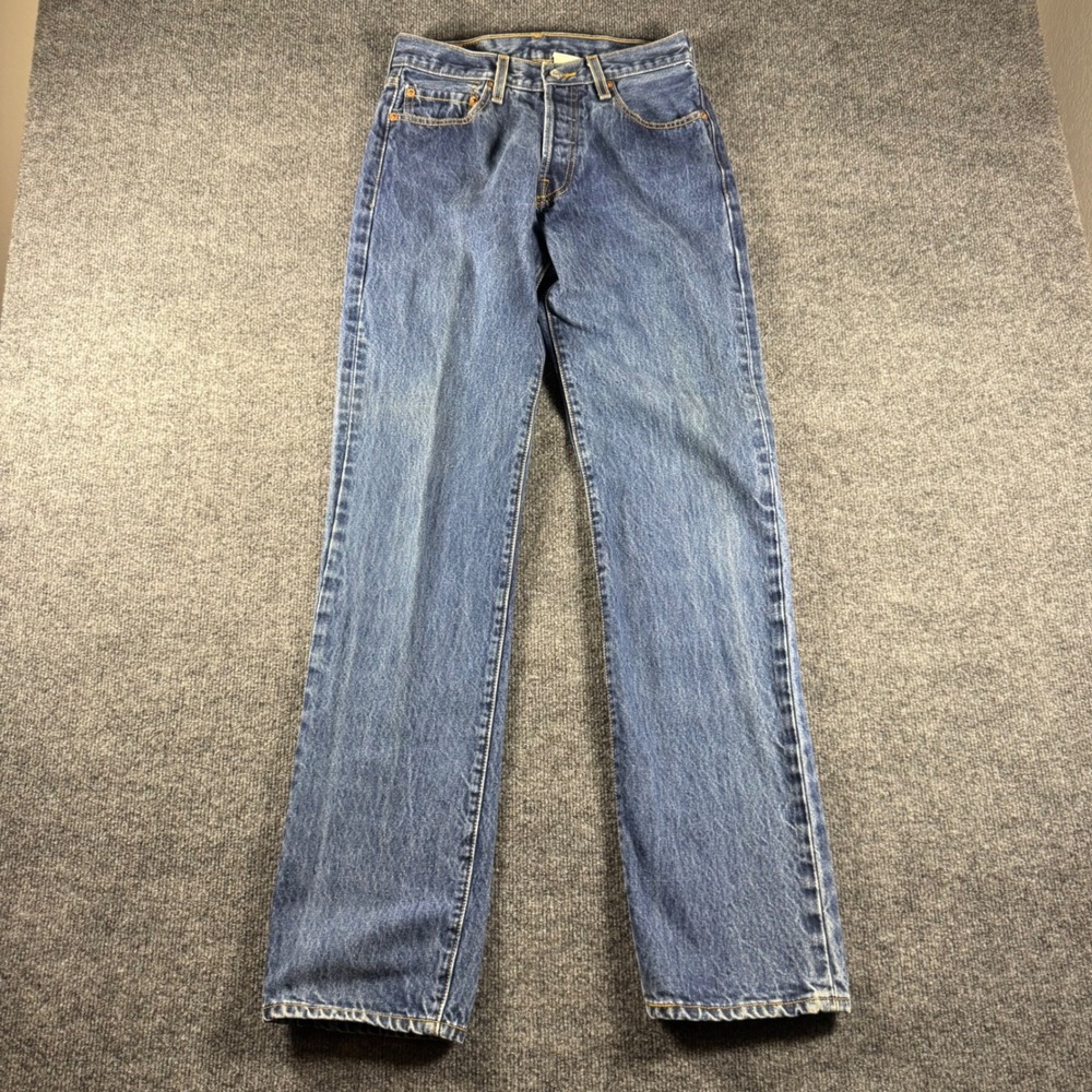 Levis 501 Original Fit Button Fly Medium Wash Blue Denim Straight Leg Jeans VTG